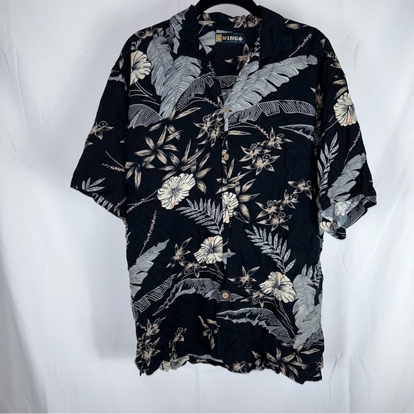 Wingo Shirt Hawaiian Tropical Palm tree floral Short sleeve button up Top 90's - Picture 2 of 9